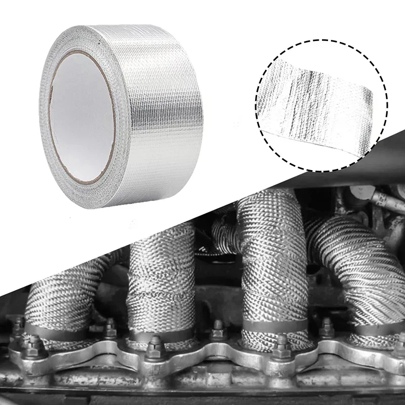 10m*3cm Aluminum Foil Tape High Temperature Resistant Insulation Tape Manifold Downpipe Wrapping Tape Silver Tape