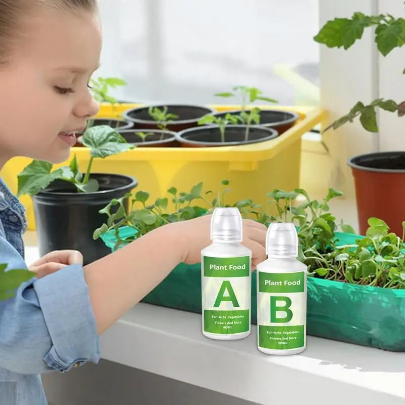 2PCS/Box General Hydroponic Nutrient Liquid A and B Fertilizer Solution Kit for Growing Plant Flowers Food Vegetable Fruit 200ML