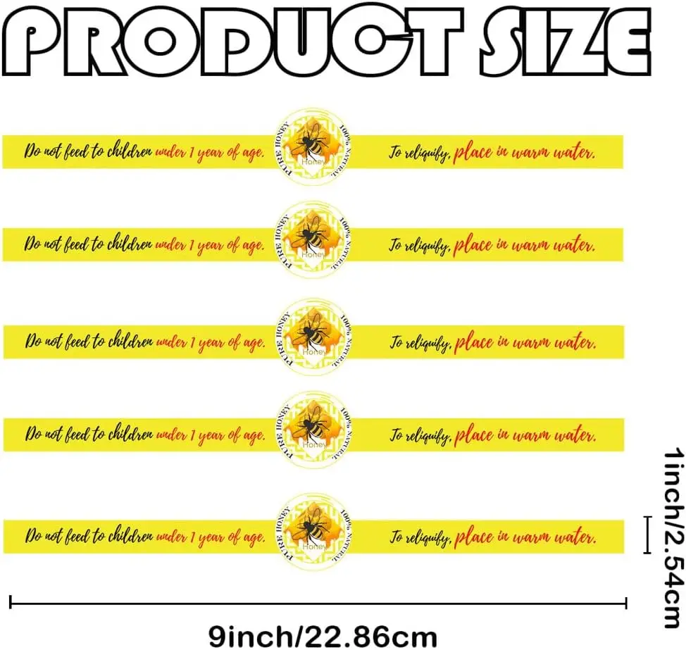 Tamper Proof Pure Honey Stickers 1x9Inch Safe Secure Tamper Proof Stickers Tamper Evident Seal Stickers Freshness Honeys Label