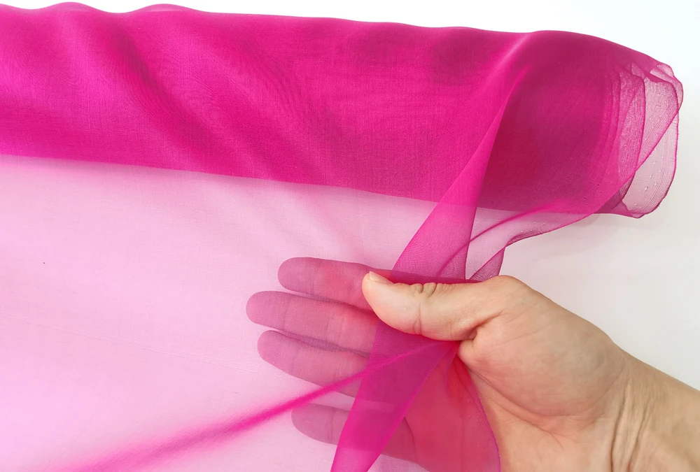 45'' / 55'' breit pro Meter steif geformte Hochzeitsgaze aus schlichter, natürlicher Organza-Stoff aus reiner Seide – Detail 36