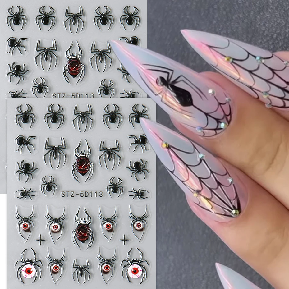 สติกเกอร์ติดเล็บลายแมงมุมฮาโลว - Nail Art Gothic บทวิจารณ์และราคา