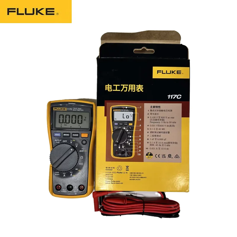 Fluke 117C/116C/115C Digital Multimeter Professional Voltage tester AC Auto Range Digital Probe Multimeter