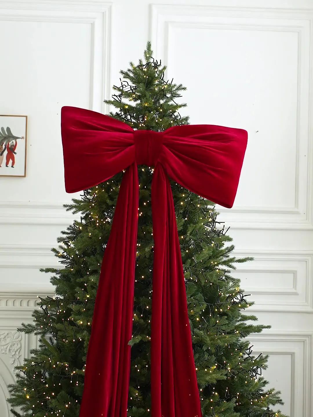Fluffy Large Velvet Christmas Bows Giant Christmas Bows for Backdrop Party Room Wall Decor Christmas Tree Decoration
