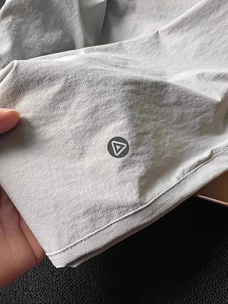 

Мужские многофункциональные спортивные повседневные брюки Qui-Dry из ледяного шелка, летние тонкие прямые водонепроницаемые брюки с манжетами на молнии