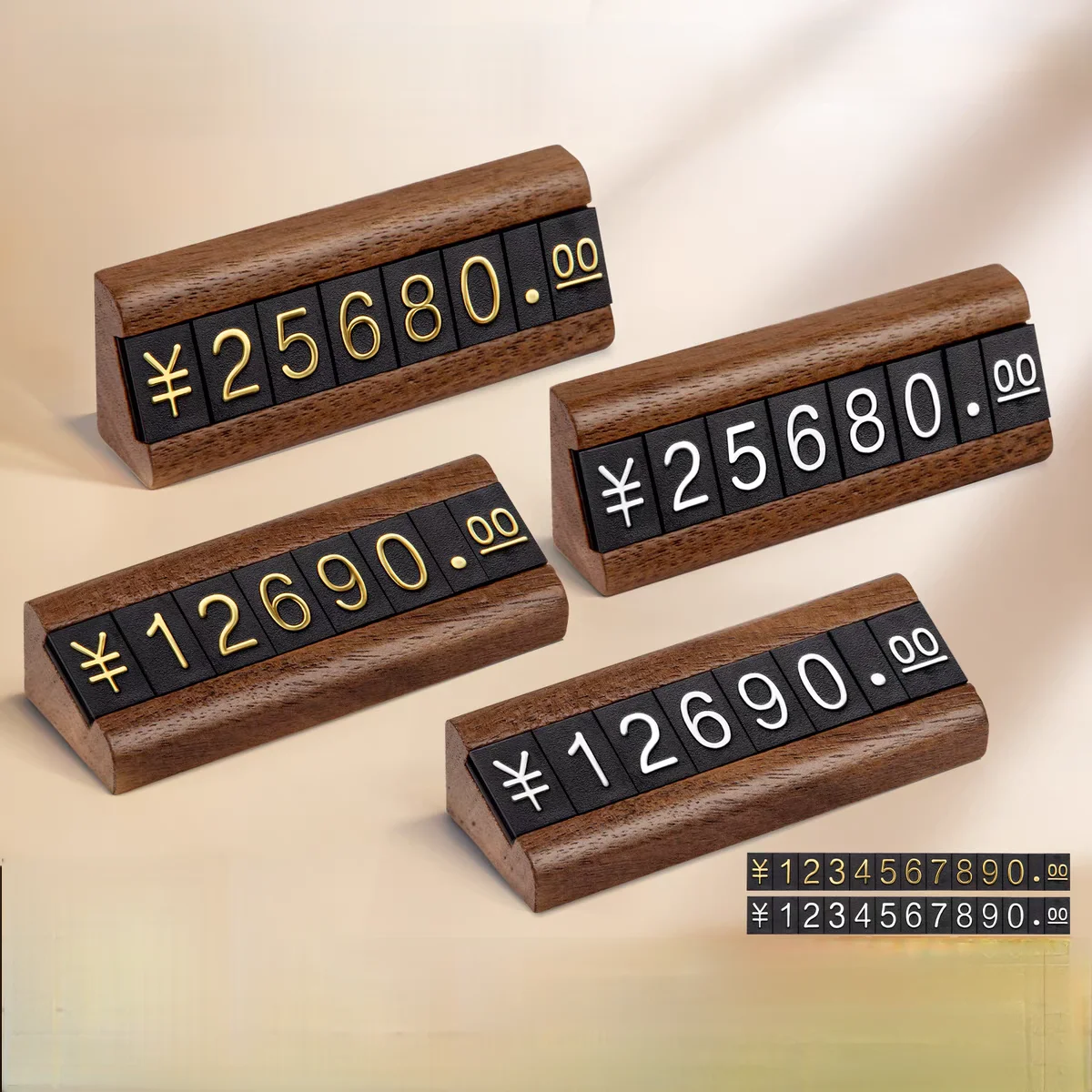 

10 Pieces / Box Adjustable Digital Number Wooden Jewelry Wine Price Cube Tags Small Sign Holder Display Stand Price Label Tags