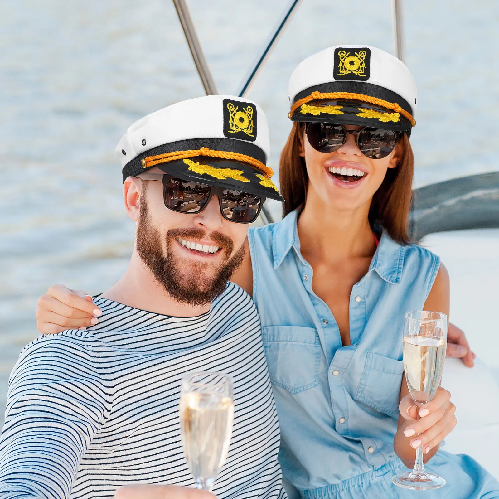 

1pcs Navy Adjustable Captain For Adults Wide Brim Sun Protection Sailor Hat Costume Boating Accessories Sea Captain Hat