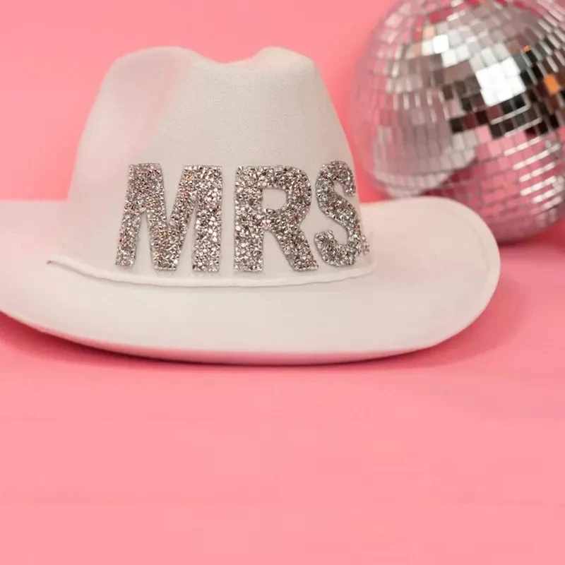 MRS Cowboy Hat Country Western wedding Space Disco Cowgirl Bachelorette hen Party bridal shower bride Last Rodeo decoration Gift