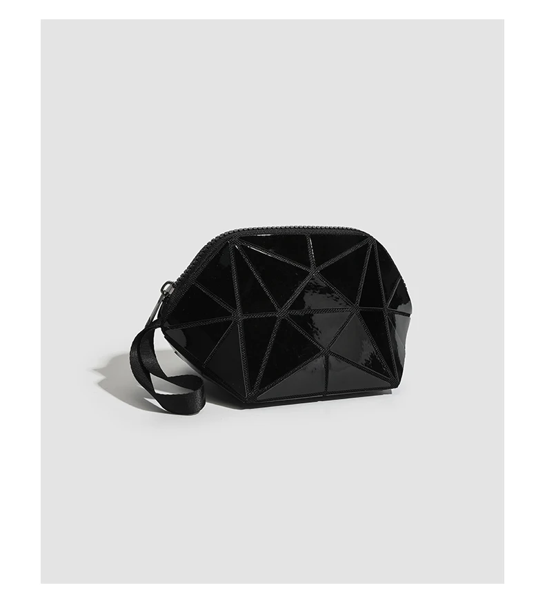 Einfache tragbare Make-up-Aufbewahrungstasche, leichte multifunktionale Tasche mit geometrischem Muster, Reise-Kulturbeutel, Münzgeldbörse, Kosmetiktasche – Detail 17
