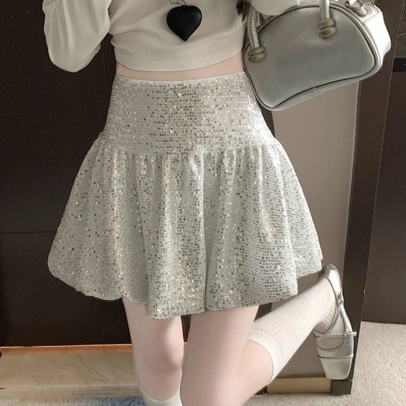 

Новинка 2026: Элегантная женская короткая юбка-баллон с блестящими пайетками и изысканной отделкой