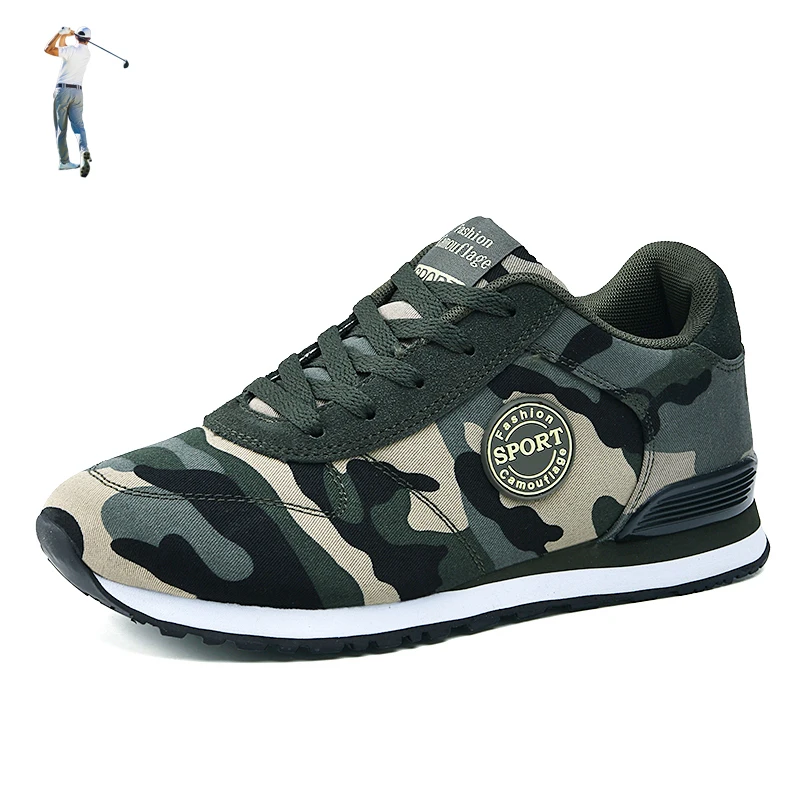 

Men Camouflage Golf Shoes Anti-slippery Outdoor Womens Athletic Golfer Training Sneakers Army Green Couples Golfing Shoes