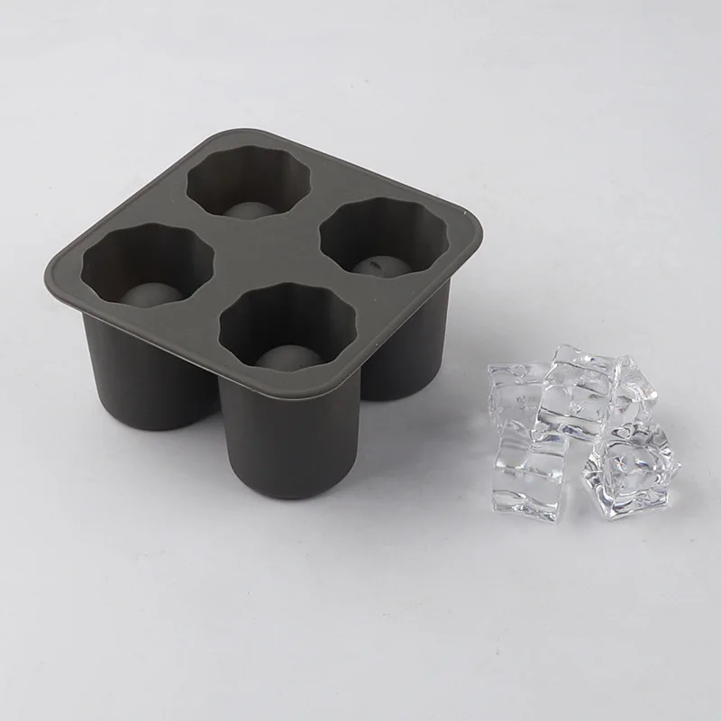 Silikon Eiswürfel Form Vier Loch Presse Eis Block Maker Kreative Runde Tasse Form Eis Formen für Whiskey Bier Bar Küche Werkzeuge