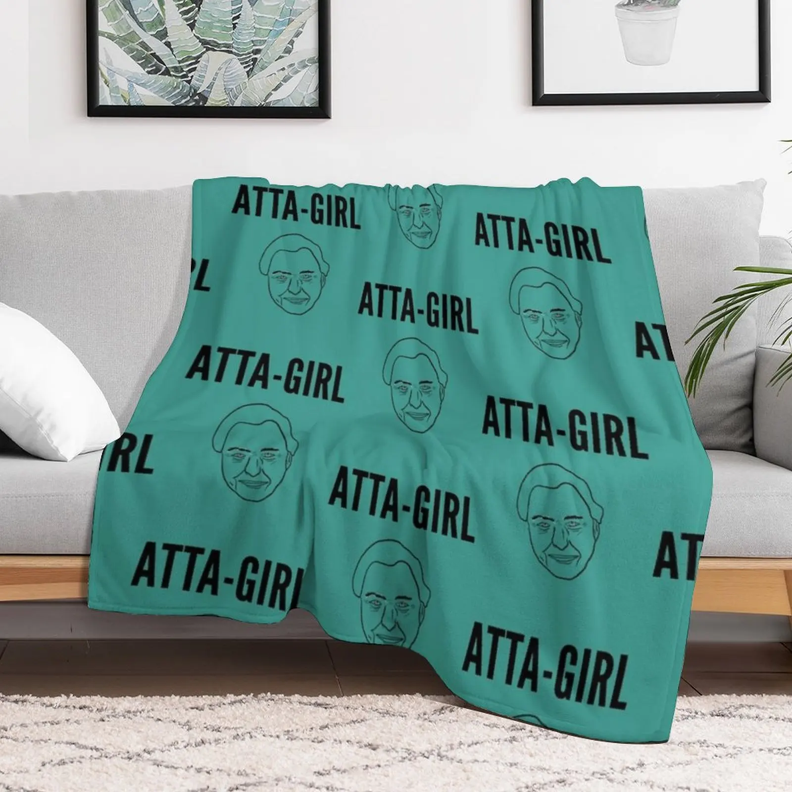 Atta-girl (David Attenborough) (sea green) Throw Blanket Camping Luxury St Retros halloween Blankets