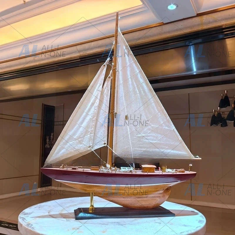 Wooden Sailboat Model Kit Single Mast American European Style Entryway Decor Smooth Sailing Ship