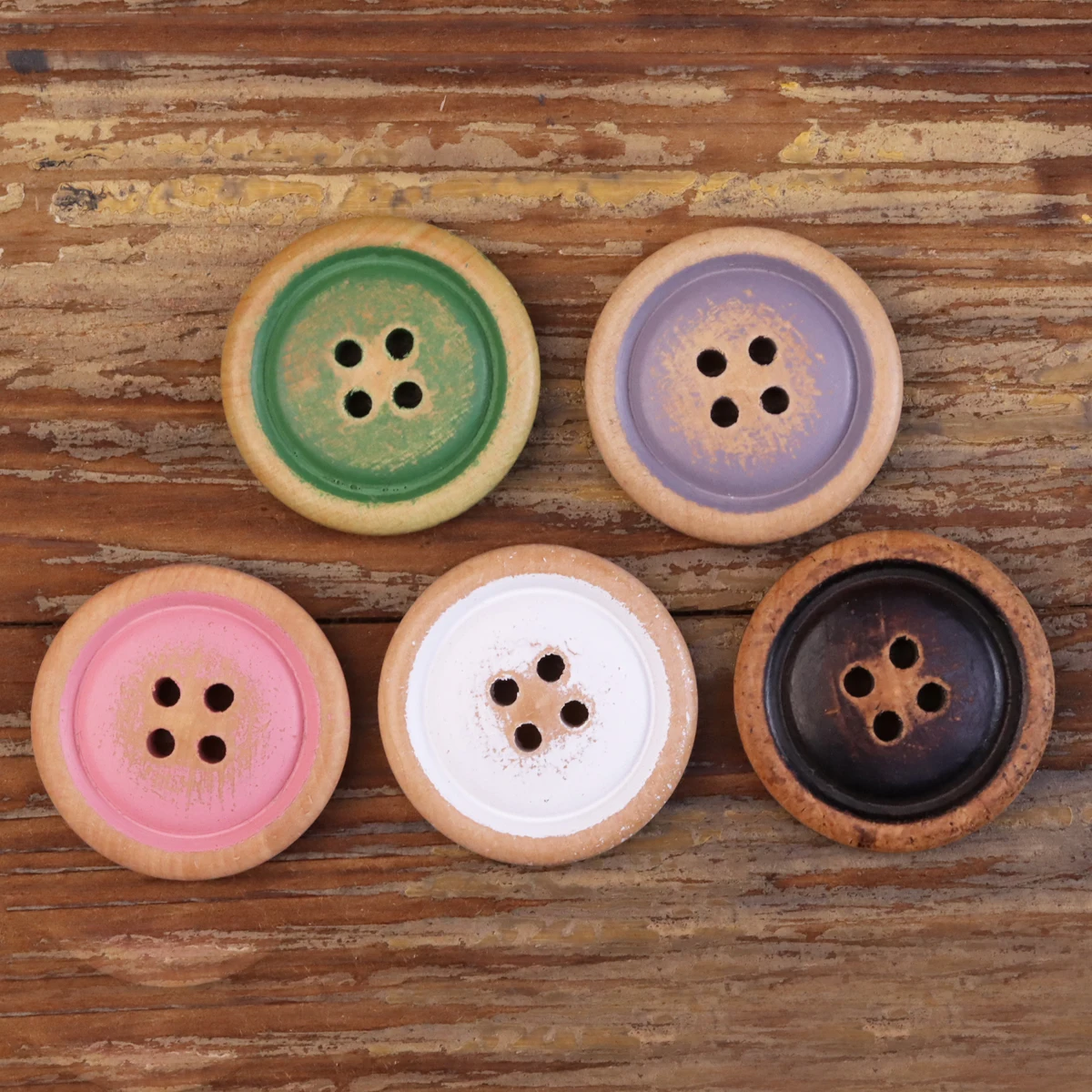 6pcs Large 25mm Wooden Buttons Multiple Color Sewing Accessories Natural Material Eco Bouton 4 Hole Wood Knitting