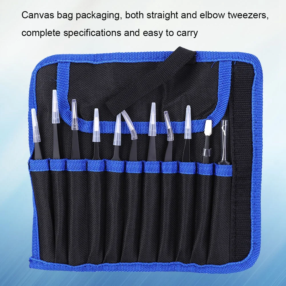 Accuracy Tweezers  Bag Set Stainless Steel Straight Ebow Anti Static Tool ESD Anti Static Accuracy Tweezers Tweezers