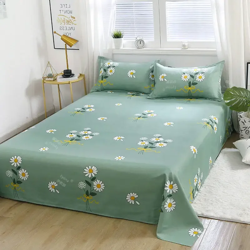 1Pcs Polyester Cotton Bed Sheet Soft Home Bedding Cover Home Fashion Bedding Cover - Foldable Flat Sheet(No Pillow Covers)