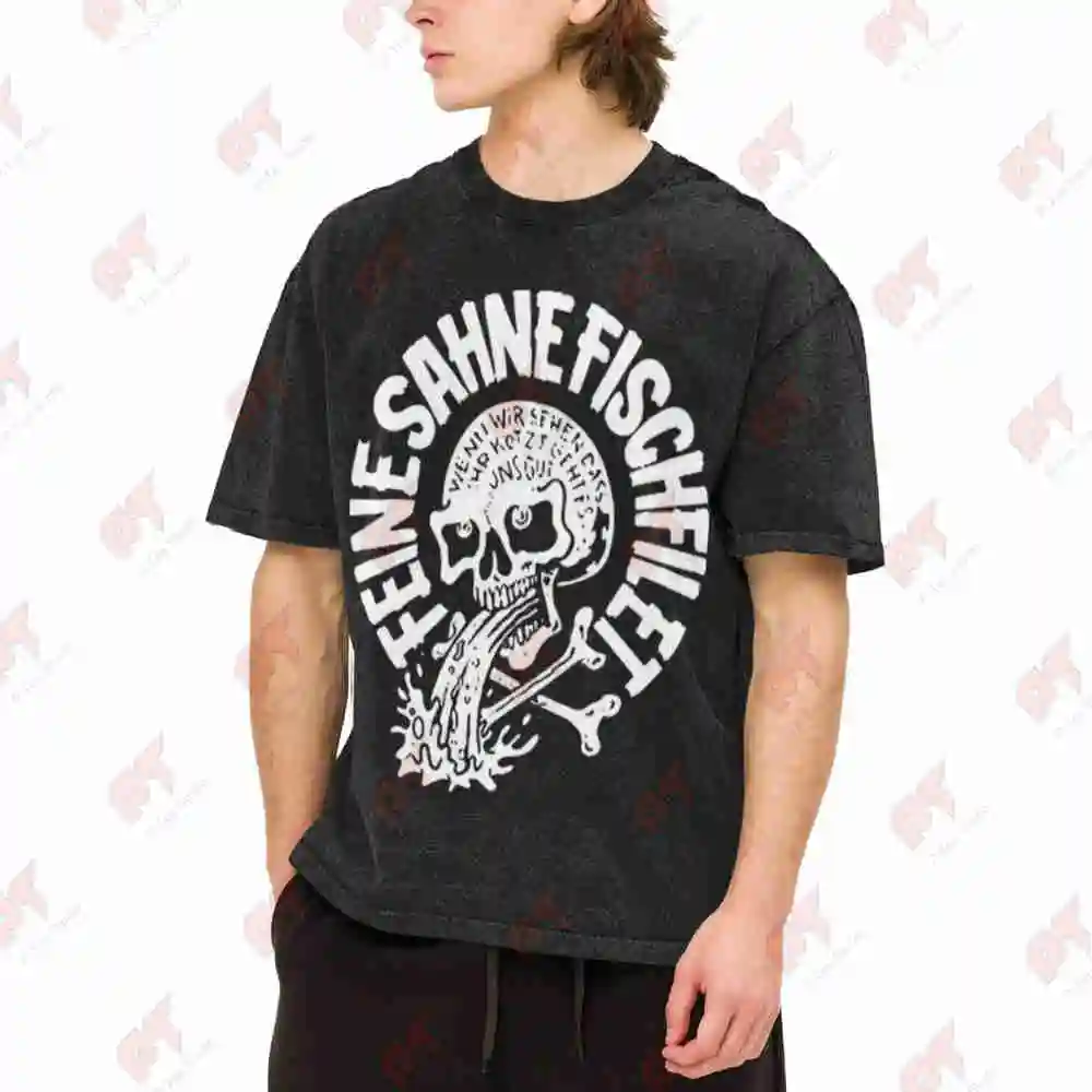 Feine Sahne Fischfilet German Anime Vintage Washed Tee Pure Cotton T-Shirt