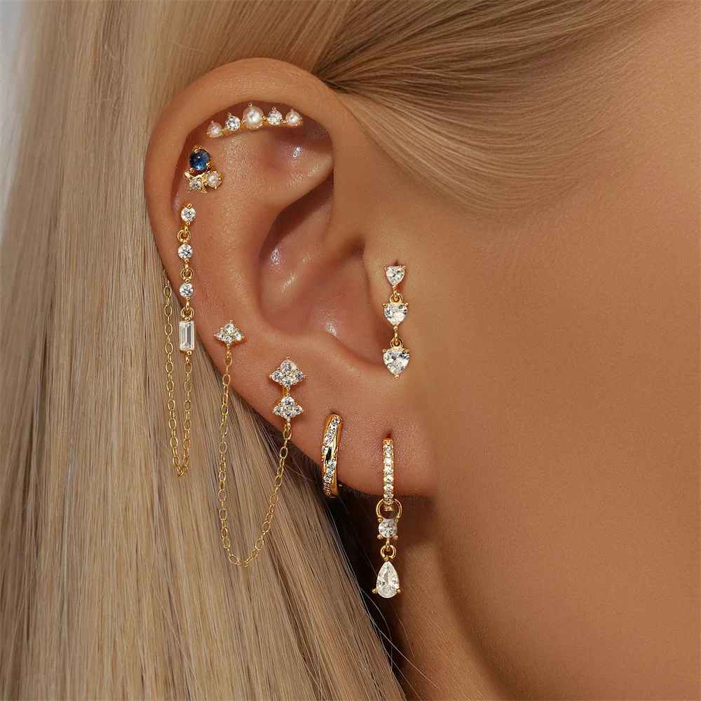 

ROXI 925 Sterling Silver WaterDrop Zircon Drop Earrings For Women 925 Sterling Silver White Zircon Tassel Pearl pierce Earrings