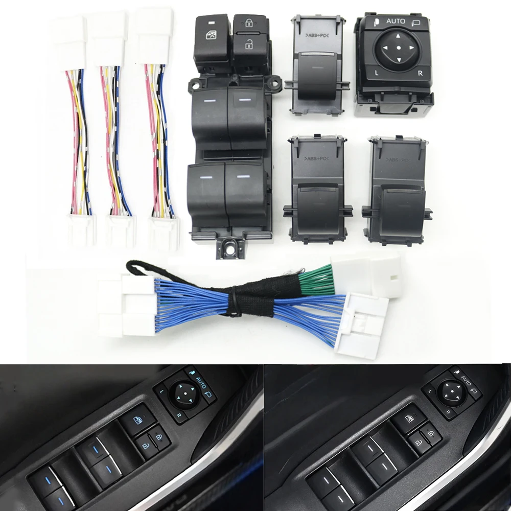 

LHD Rearview Mirror Folding Switch LED Lights Window Regulator Button For Toyota RAV4 Corolla Camry C-HR Highlander BZ4X Yaris