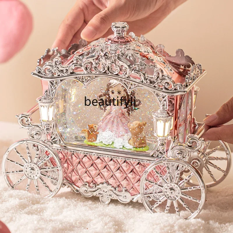 Pumpkin carriage crystal ball music box girl little girl children birthday gift