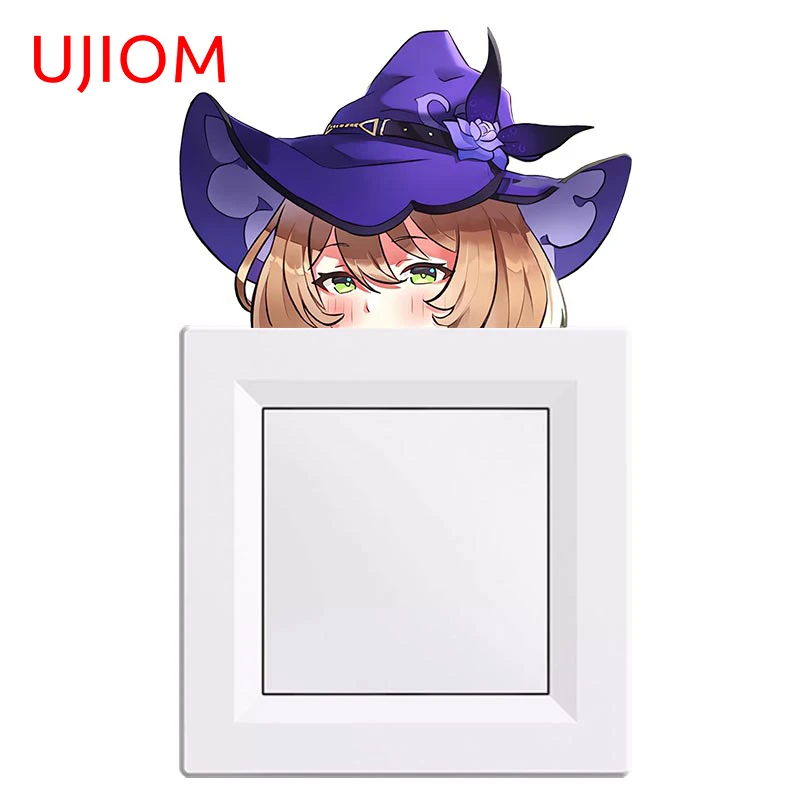 UJIOM 13cm X 9.8cm Genshin Impact Lisa Peeker Wall Stickers Waterproof Vinyl Decal Refrigerator Switch Cabinet Wardrobe Decor