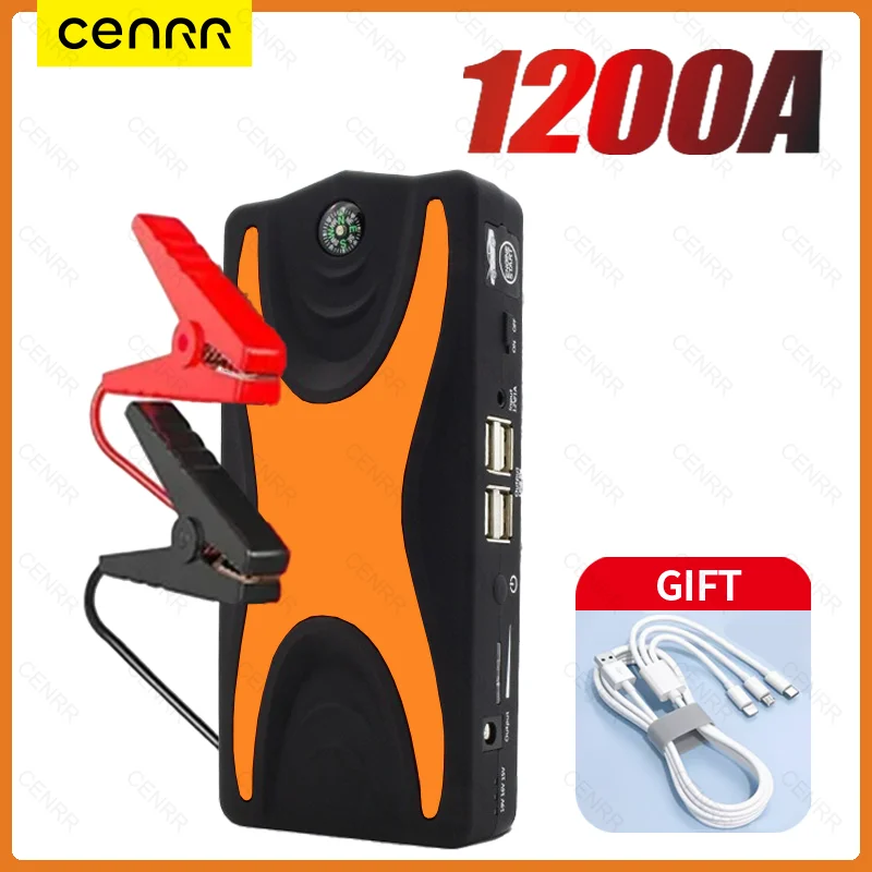 CENRR 1200A Car Jump Starter 12000mAh Power Bank Booster Car Battery Starter Portable Charger Powerful Portable Car Starter