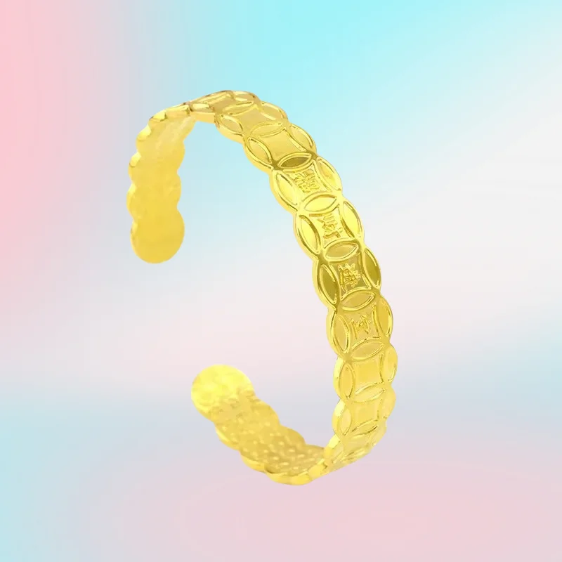 

new 9999 Real Gold 24K Gold Baifu Money Bracelet, Women's Japan and Korea Fashion Ancient Method Lucky Money Opening Bracelet