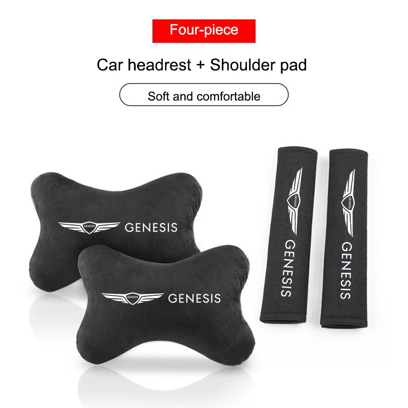 New Fashion Car Seat Belt Protect Shoulder Pads Cervical Spine Headrest Neck Pillow For Genesis EQ900 G70 G80 G90 GV60 GV70 GV80