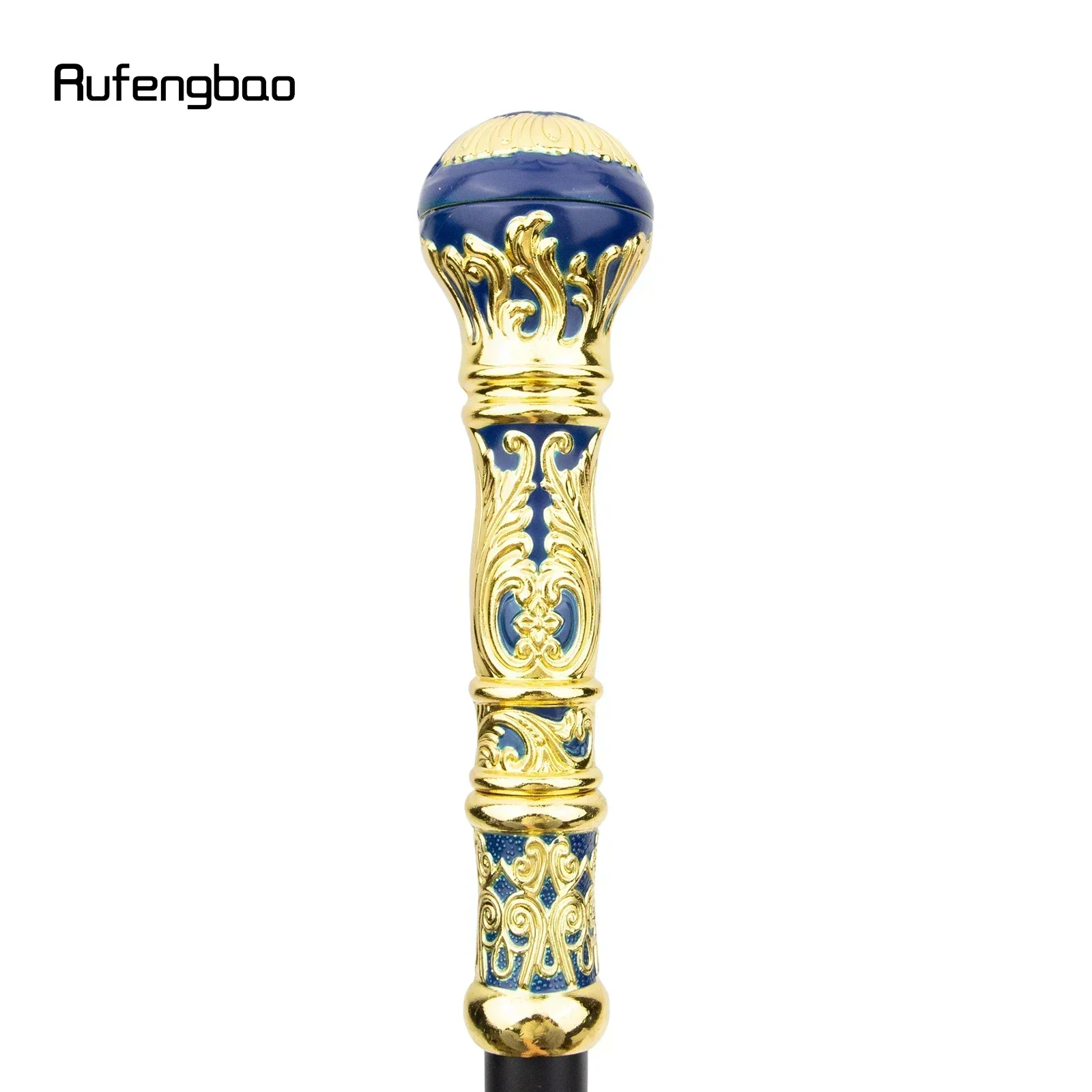 ไม้เท้าทรงกลมหรูหราสีน้ำเงินทอง ด้ามจับทรงแฟชั่น สำหรับงานปาร์ตี้ ไม้เท้าตกแต่ง ไม้เท้าเดินแบบหรูหรา สไตล์ครอสเซียร์ สตีมพังก์ และใช้ในชีวิตประจำวัน ขนาด 93 ซม.