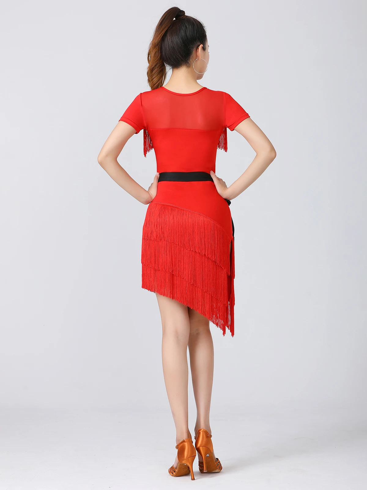 Women's Latin Dance Dr Slimming ort Sve Fringed Split Skirt Practice Costume Summer New Arrival High End Faion