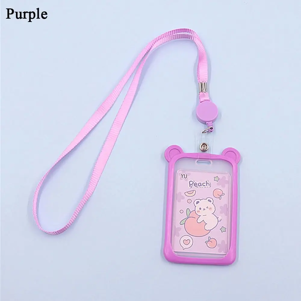 1PC Cute Retractable Reel Lanyard Identity ID Card Sleeve Bus Card Case Card Holder Credit Cover Case