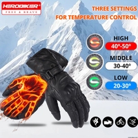 Heated Gloves Winter Motorcycle Skiing Gloves Genuine Leather Waterproof Heated TouchScreen Gloves USB Rechargeable Riding Glove