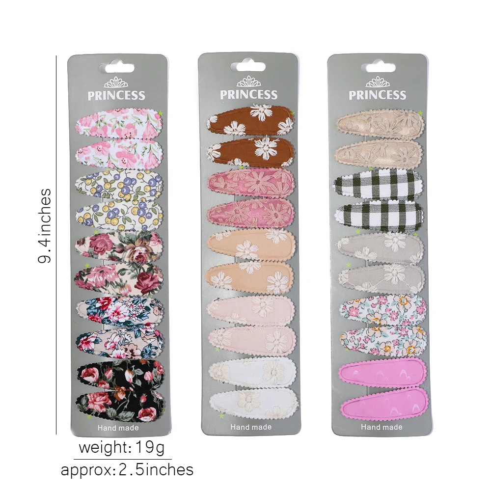 10Pcs/Set Fashion Girls Cute BB Clips Kids Printing Hairpins Embroidery Barrettes Boutique Children Hair Accessories Present