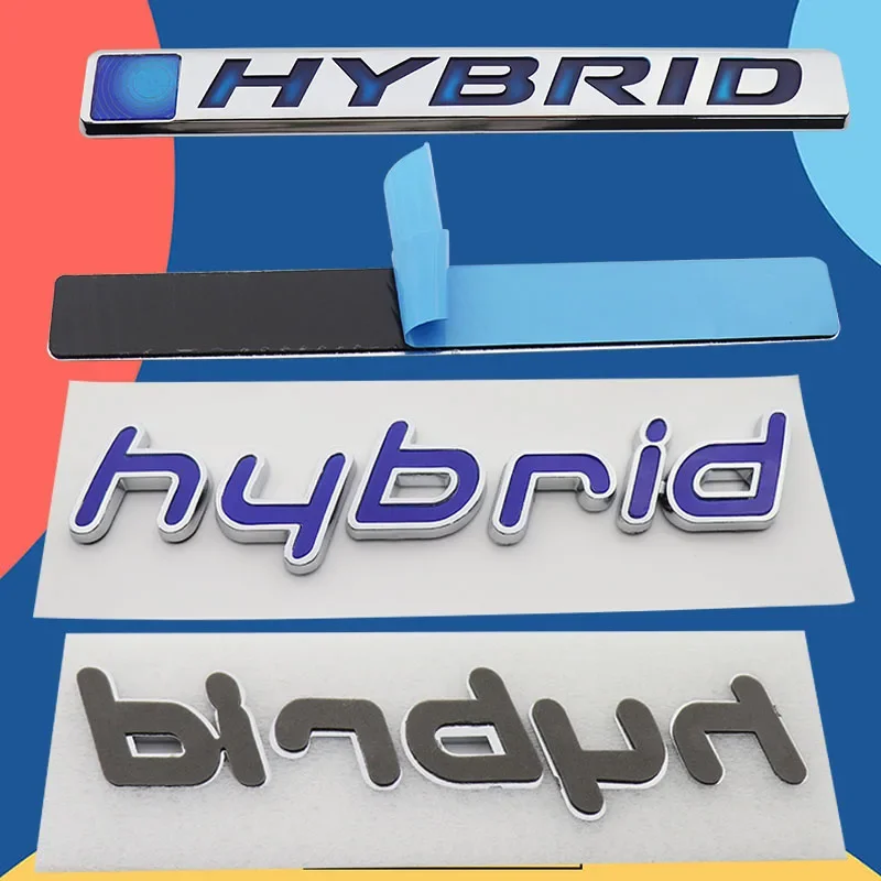 3D Blue Hybrid car Hood Fender trunk Rear Bonnet Nameplate Decal Emblem Badge Sticker