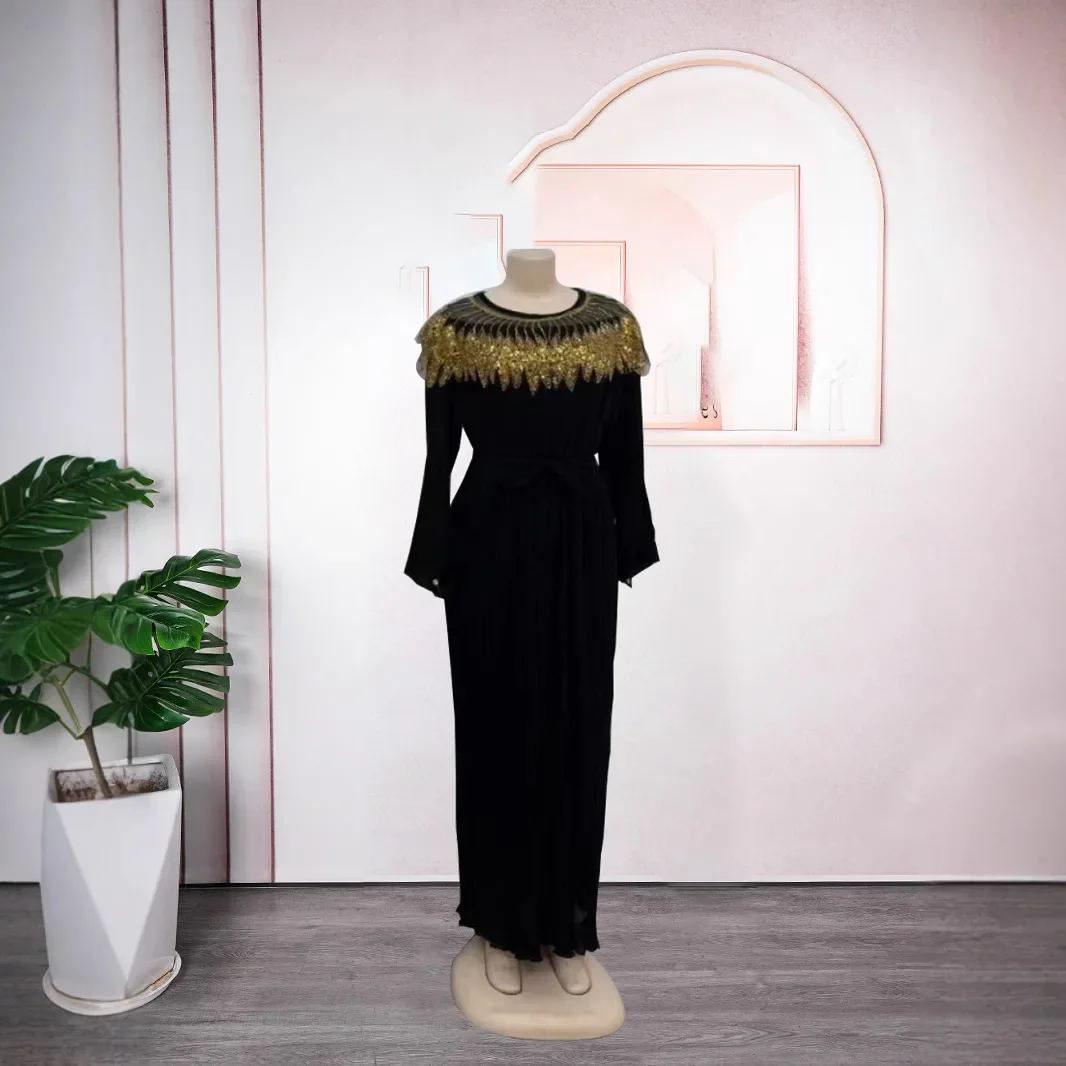 

Sequin Dashiki African Dresses for Women Summer African Long Sleeve O-neck Plus Size Long Maxi Dress Outfits Gowns Muslim Abaya