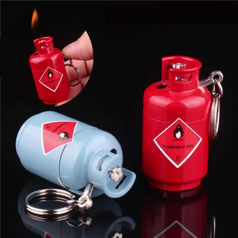 Wholesale New Funny Gas Tank Lighter Creative Metal Keychain Pendant Inflatable Butane Lighter Cigarette