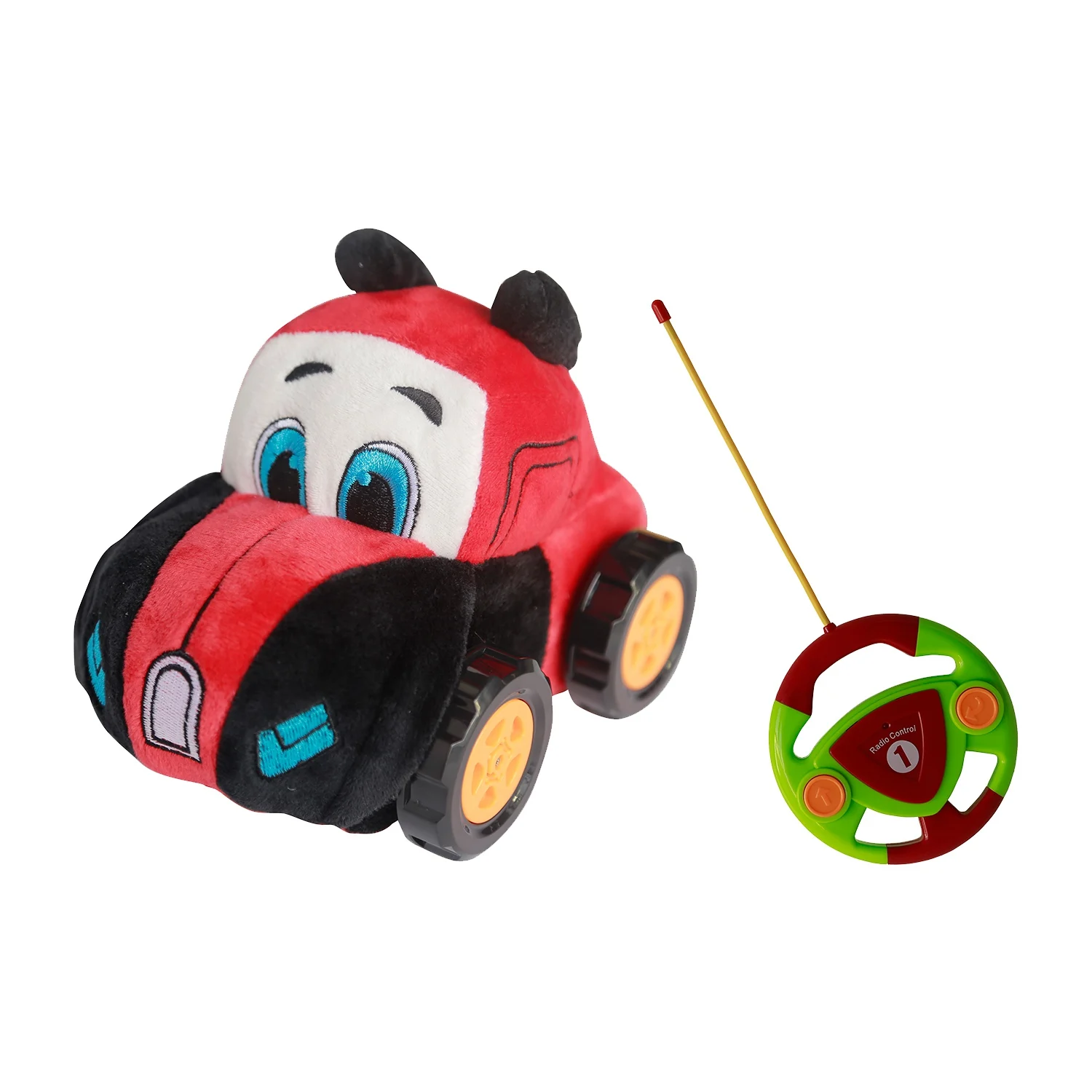 A63T-Remote Control Police Car Plush Cartoon Police Car Remote Control Car For Kids And Toddles Red