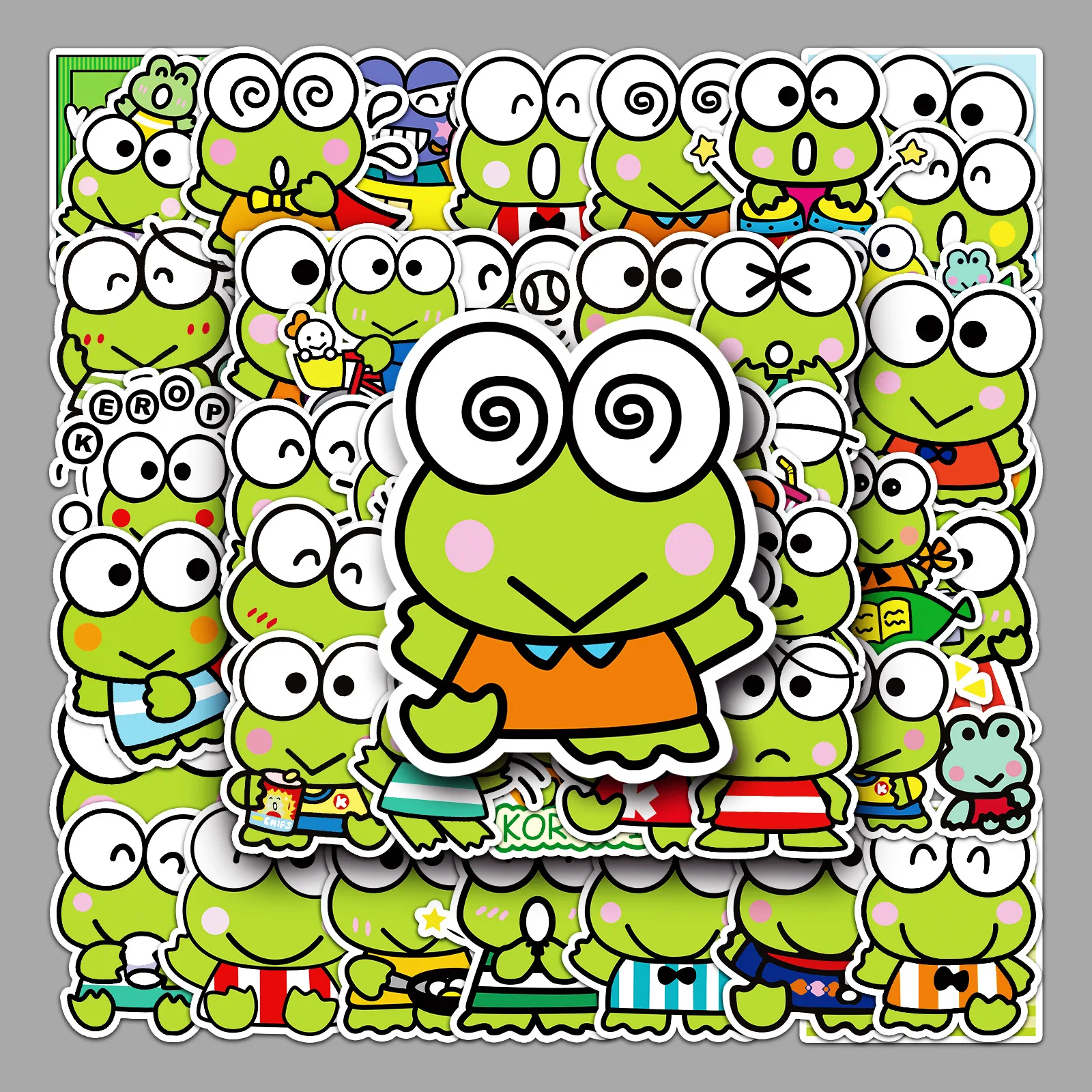 50 قطعة سانريو لطيف Keroppi ملصقات الكرتون الضفدع مضحك خربش صائق اللعب للثلاجة سجل القصاصات الأمتعة ملصقات مقاومة للماء