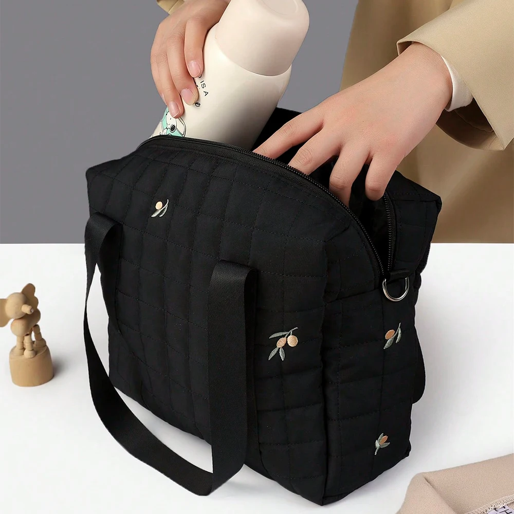 

1pcs Black Changing Bag Multifunctional Portable Lightweight Crossbody Bag Large Capacity Tote Bag Household Storage Bag