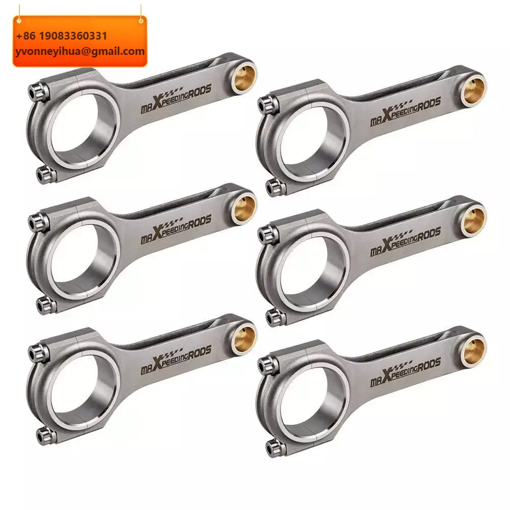MaXpeedingrods New 6pcs 4340 Forged H-Beam Connecting Rods RB30 For Nissan Skyline GTS R31 Patrol RB30DET 152.5mm ARP 2000