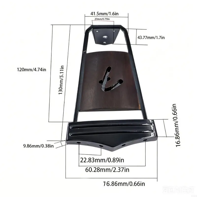 4 Saiten E-Gitarre Bass Trapez Saitenhalter Brücke Palisander Inlay Archtop Gitarre Saitenhalter Einfach zu installieren – Detail 6