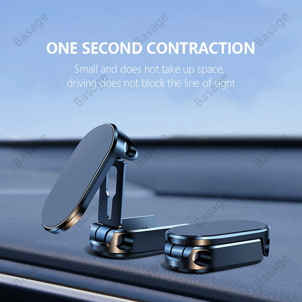 720 Rotate Metal Magnetic Car Phone Holder Foldable Universal Mobile Phone Stand Air Vent Magnet Mount GPS Support For iPhone 14