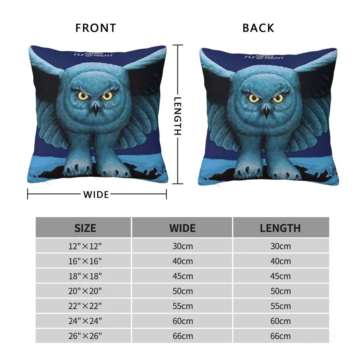 Rush Fly By Night Square Pillowcase Polyester Linen Velvet Printed Zip Decor Throw Pillow Case Sofa Cushion Cover