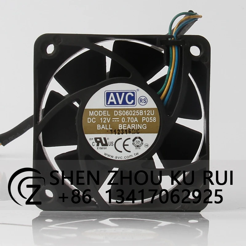 Case cooling fan 4-wire temperature control CPU heat dissipation for AVC DC12V 0.7A EC AC 60x60x25mm 6cm 6025 DS06025B12U