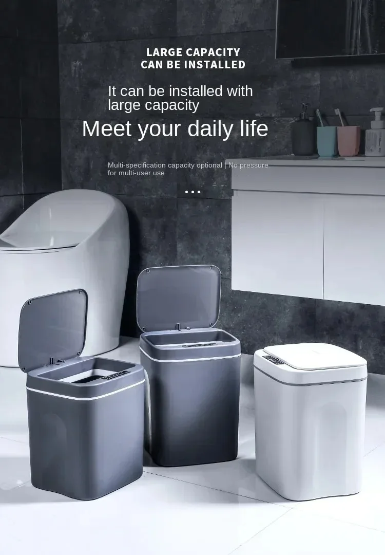 16L Automatic Sensor Trash Can Electric Touchless Smart Bin Kitchen Bathroom Waterproof Bucket Garbage With Lid Home Wastebasket