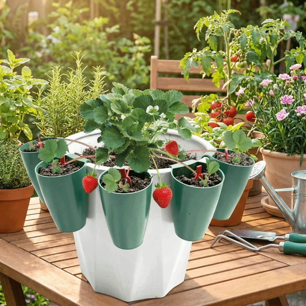 5PCS Hanging Strawberry Propagation Cups Green Plastic Rooting Pots Eco-Friendly Easy Transplanting Planting Cups