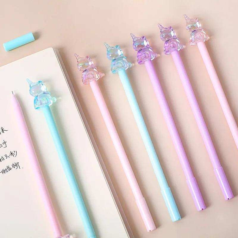 36PCS  Cartoon unicorn neutral pen creative laser acrylic modeling pen student stationery customization