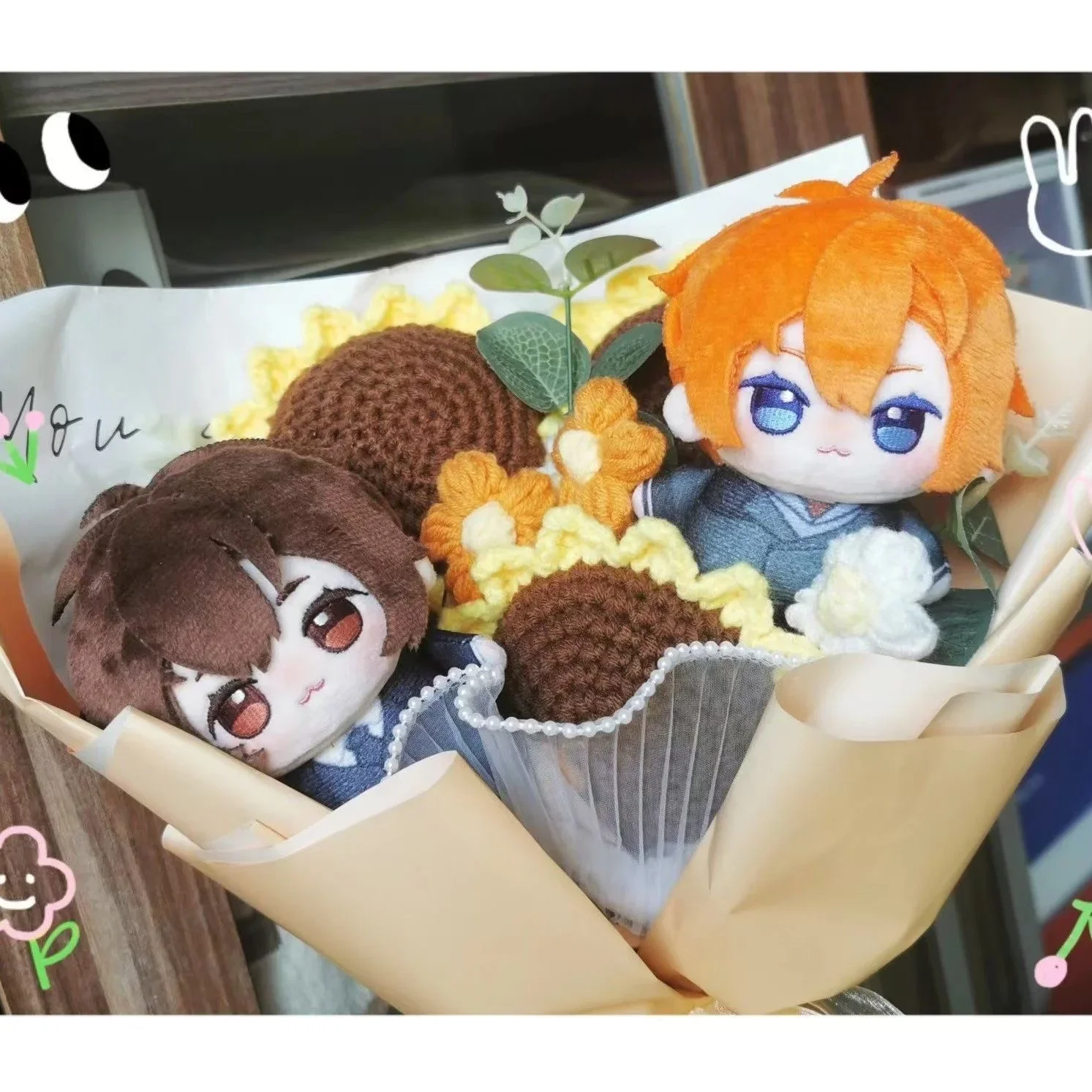 Anime Dazai Osamu Nakahara Chuya postura sentada muñeco de peluche Dango juguete de peluche Plushie 10cm colgante llavero de Cosplay juguetes regalo