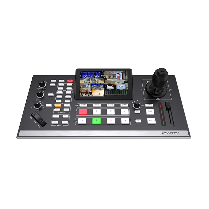 Professional 5-Channel Video Mixer Switcher 5.5 Inch LCD Screen PTZ Joystick Control Live Streaming Video Conference System