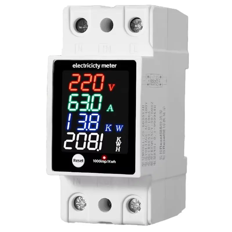 ABFU-ZS-6035VAKW Electricity Usage Monitor Digital Energy Meter AC 30-400V Voltmeter Ammeter Watt Kwh Frequency Din Rail